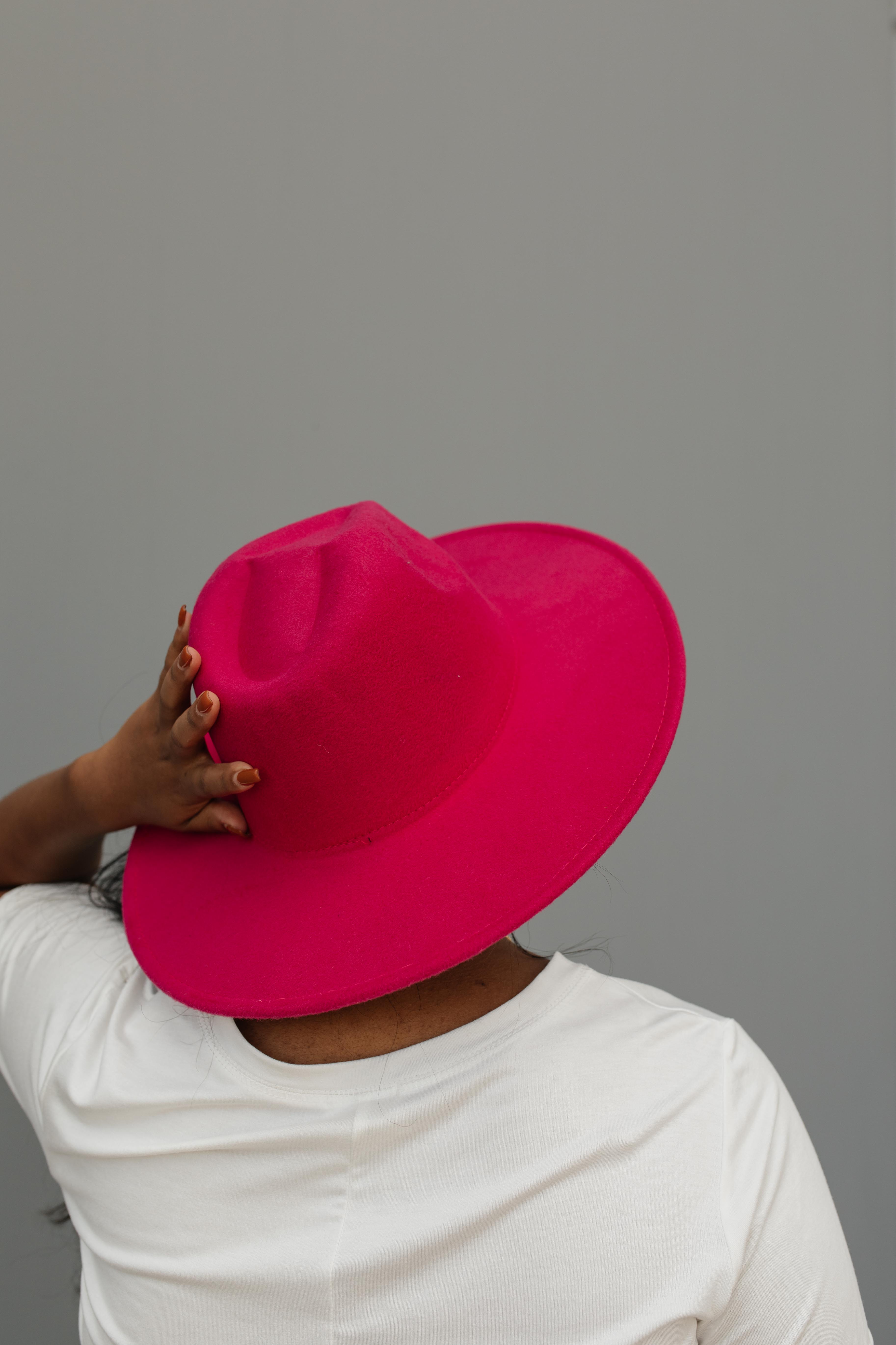 Felicity Flat Brim Hat In Hot Pink