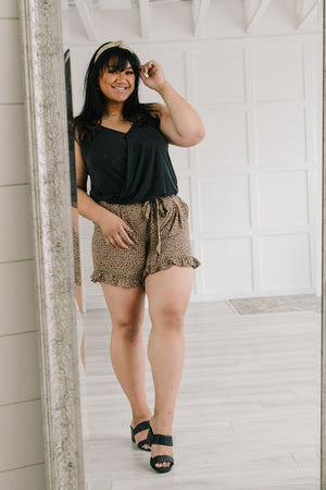 Short Leash Ruffled Shorts In Taupe