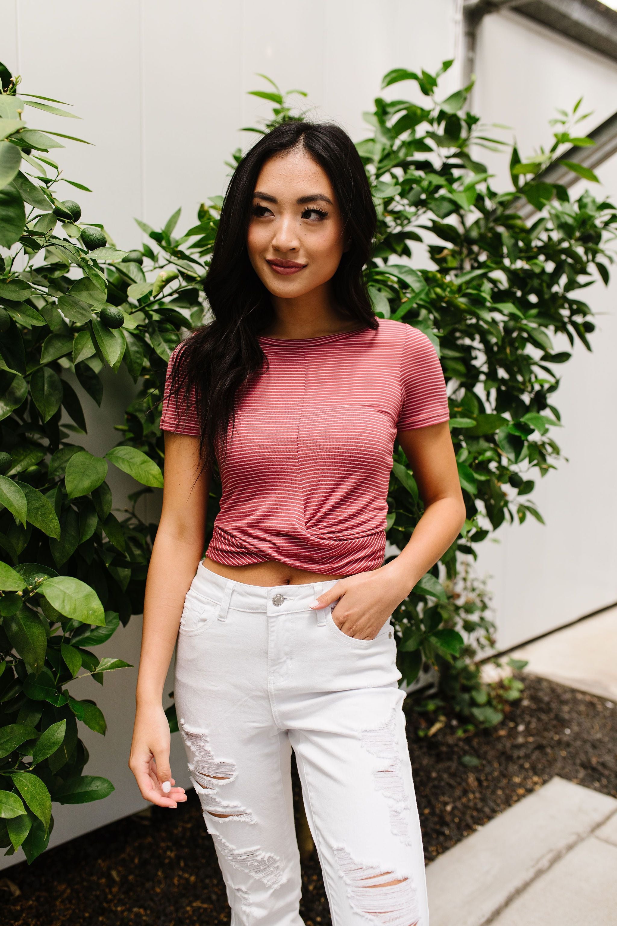 Twisted & Cropped Striped Top