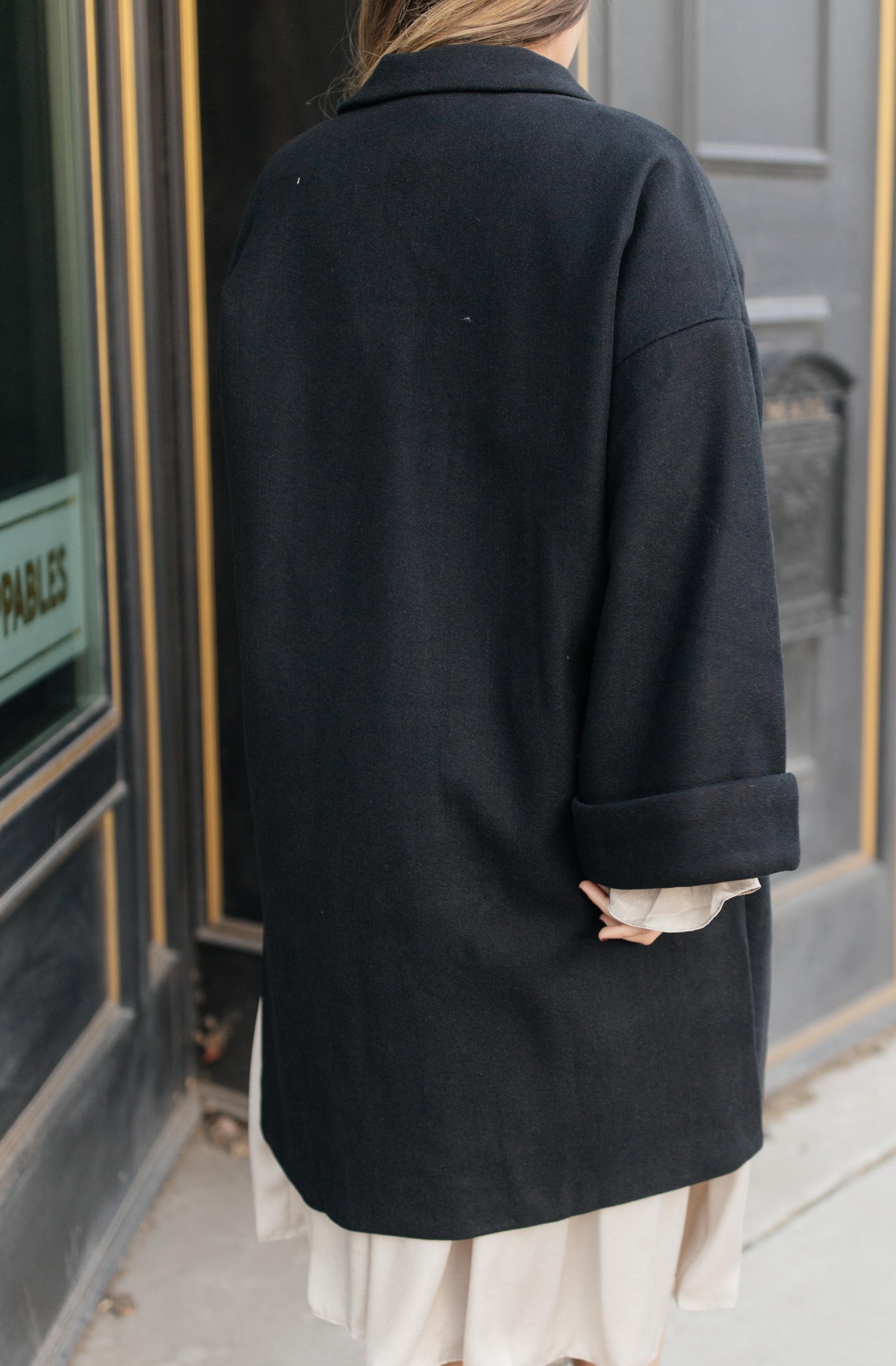 Deconstructed Oversized Trench Coat in Classic Black