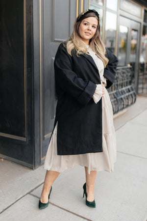 Deconstructed Oversized Trench Coat in Classic Black