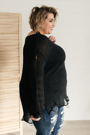 Distressed and Proud Sweater in Black