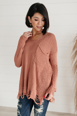 Distressed and Proud Sweater in Ginger