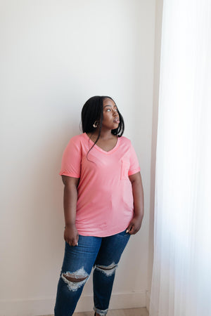 Essential V-Neck Tee In Pink