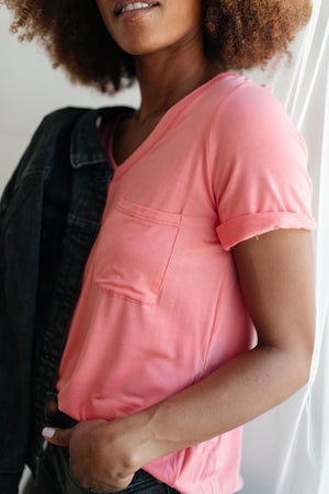 Essential V-Neck Tee In Pink