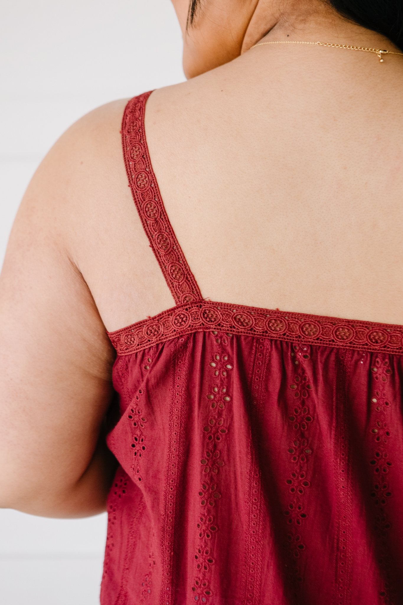 Eyelet You Know Camisole In Burgundy