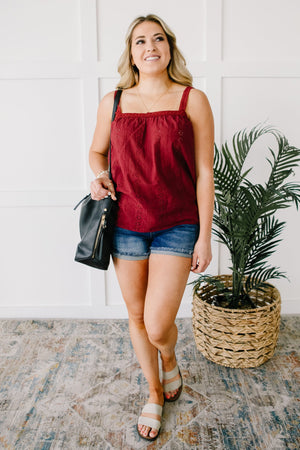 Eyelet You Know Camisole In Burgundy