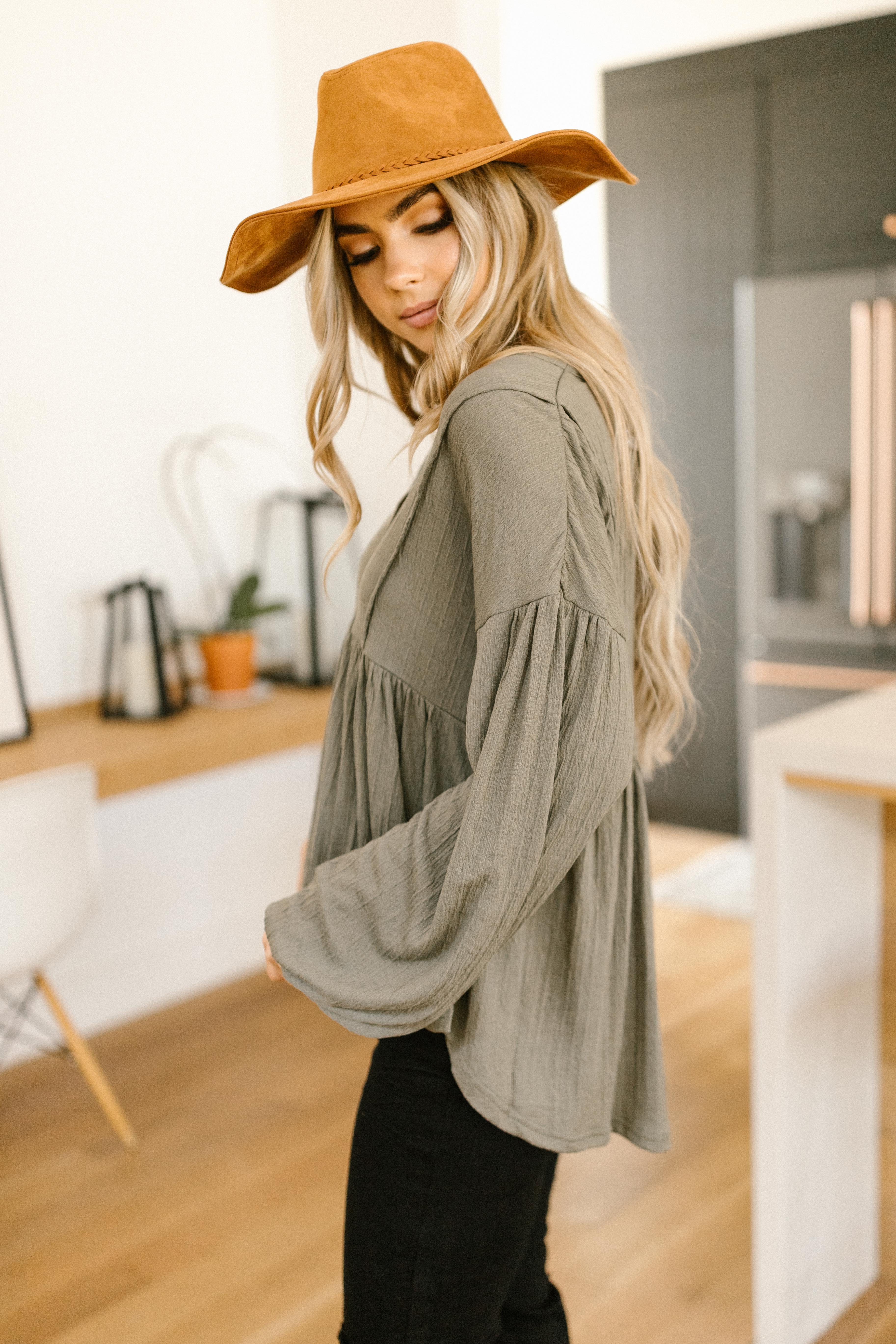 Forever Blooming Babydoll Top in Olive