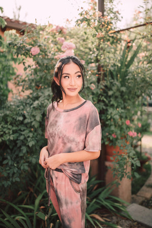 Forgotten Dreams Tie Dye Top In Mauve