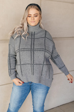 Grand Grid Print Sweater in Charcoal