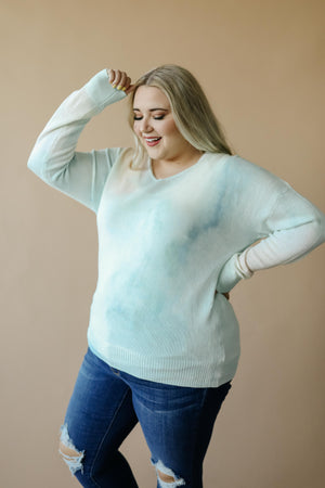 Heavenly Sweater In Pale Peach & Aqua