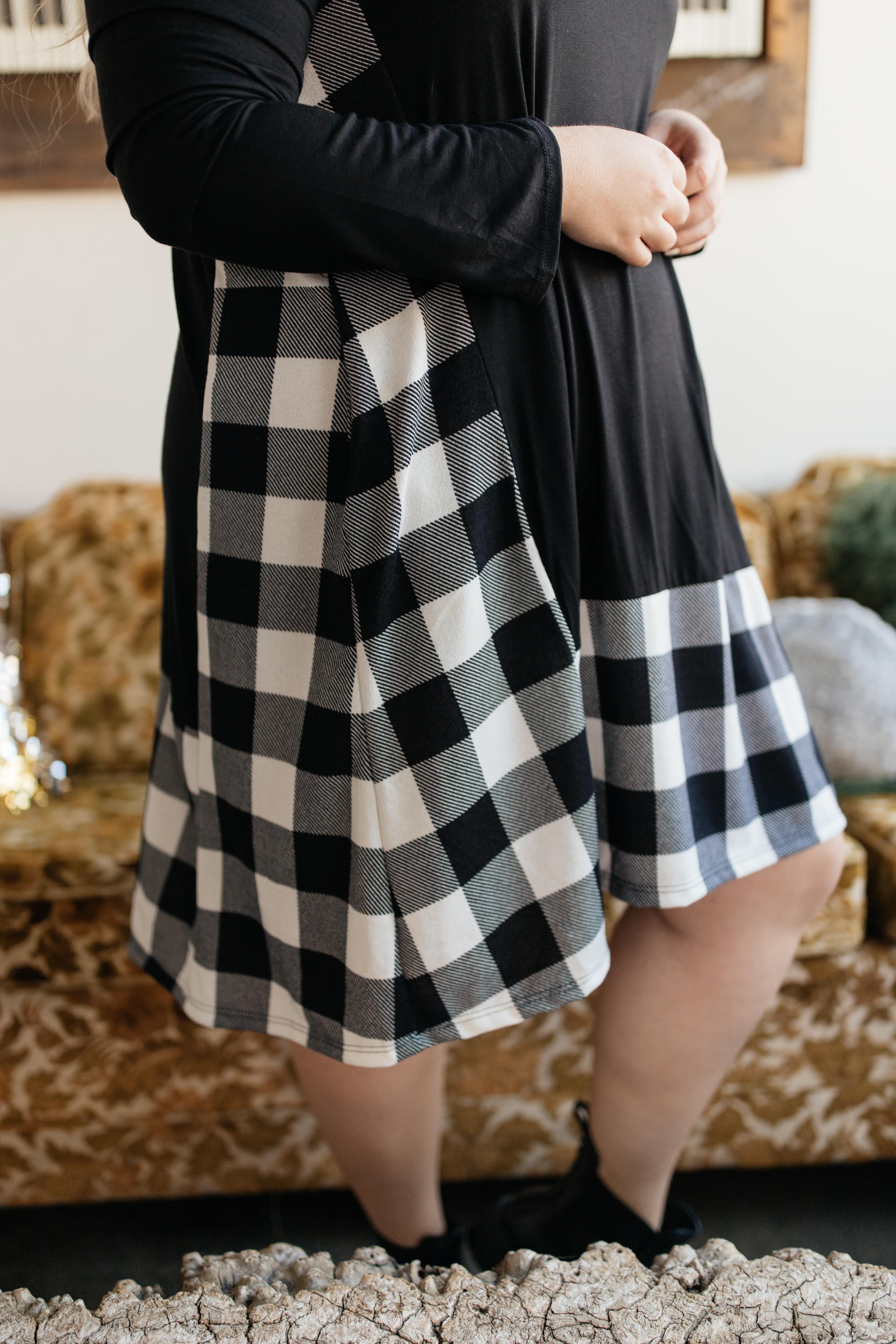 Hints Of Plaid Dress in Ivory