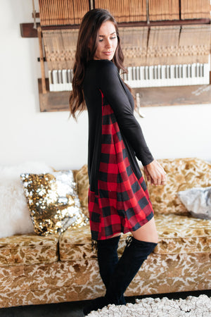 Hints Of Plaid Dress in Red