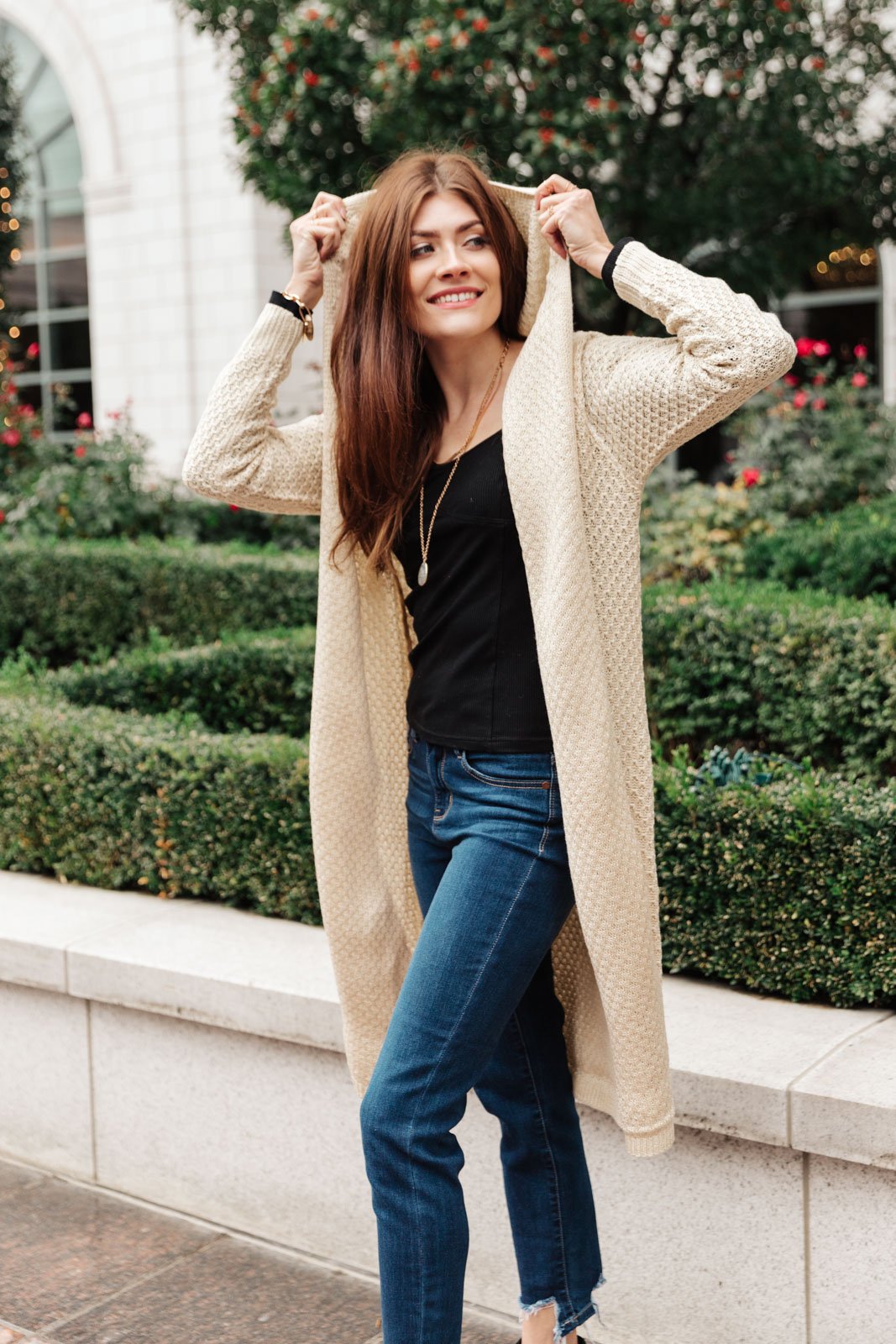 Hooded Cardigan in Ivory
