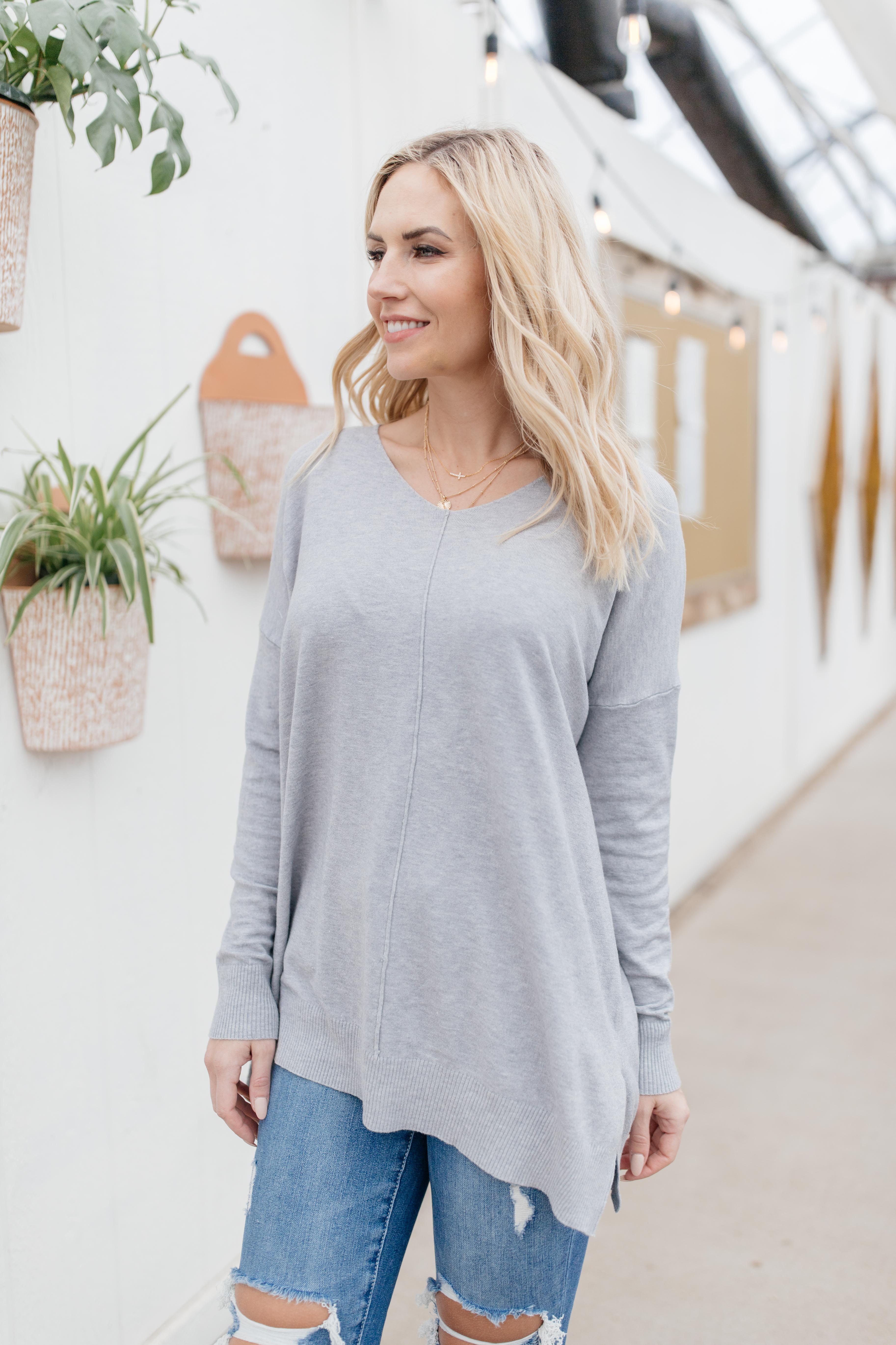 In Line Sweater in Heather Gray