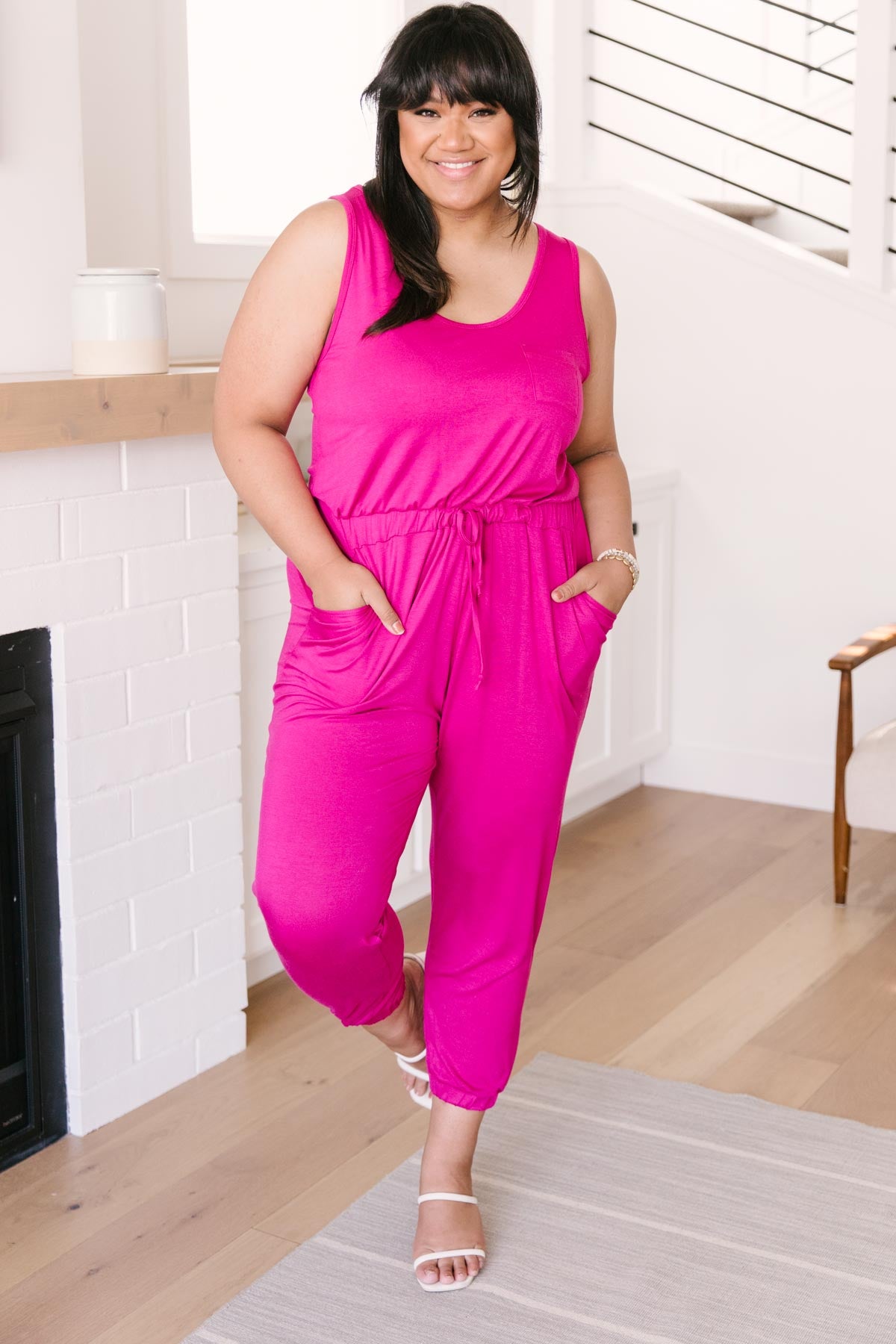 Jump In Jumpsuit In Hot Pink