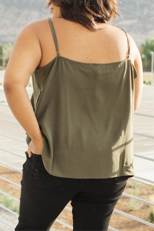 Lace Applique Camisole In Olive