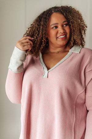 Mia Waffle Knit Long Sleeve In Pink