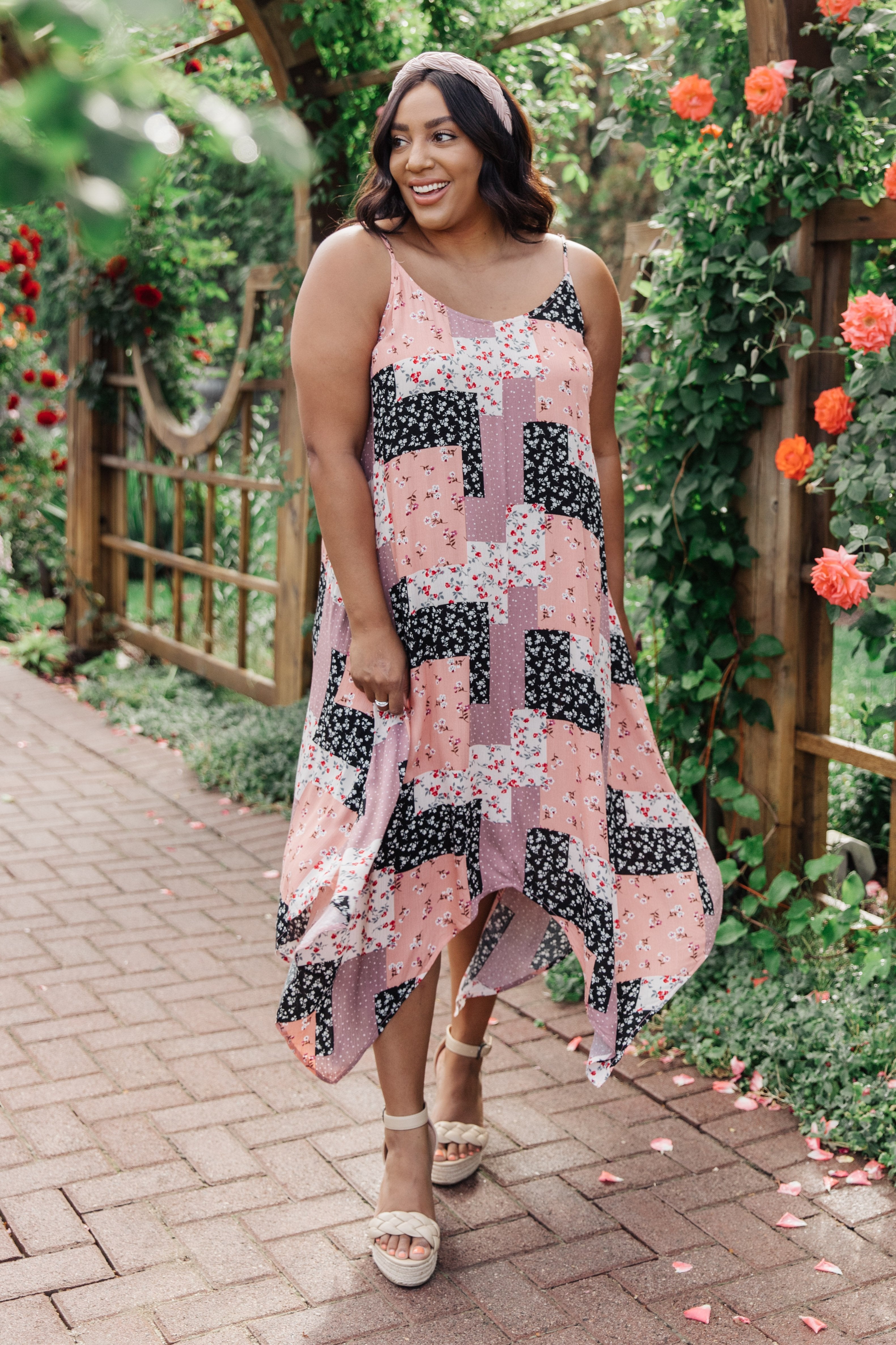 Mix and Patch Dress in Pink