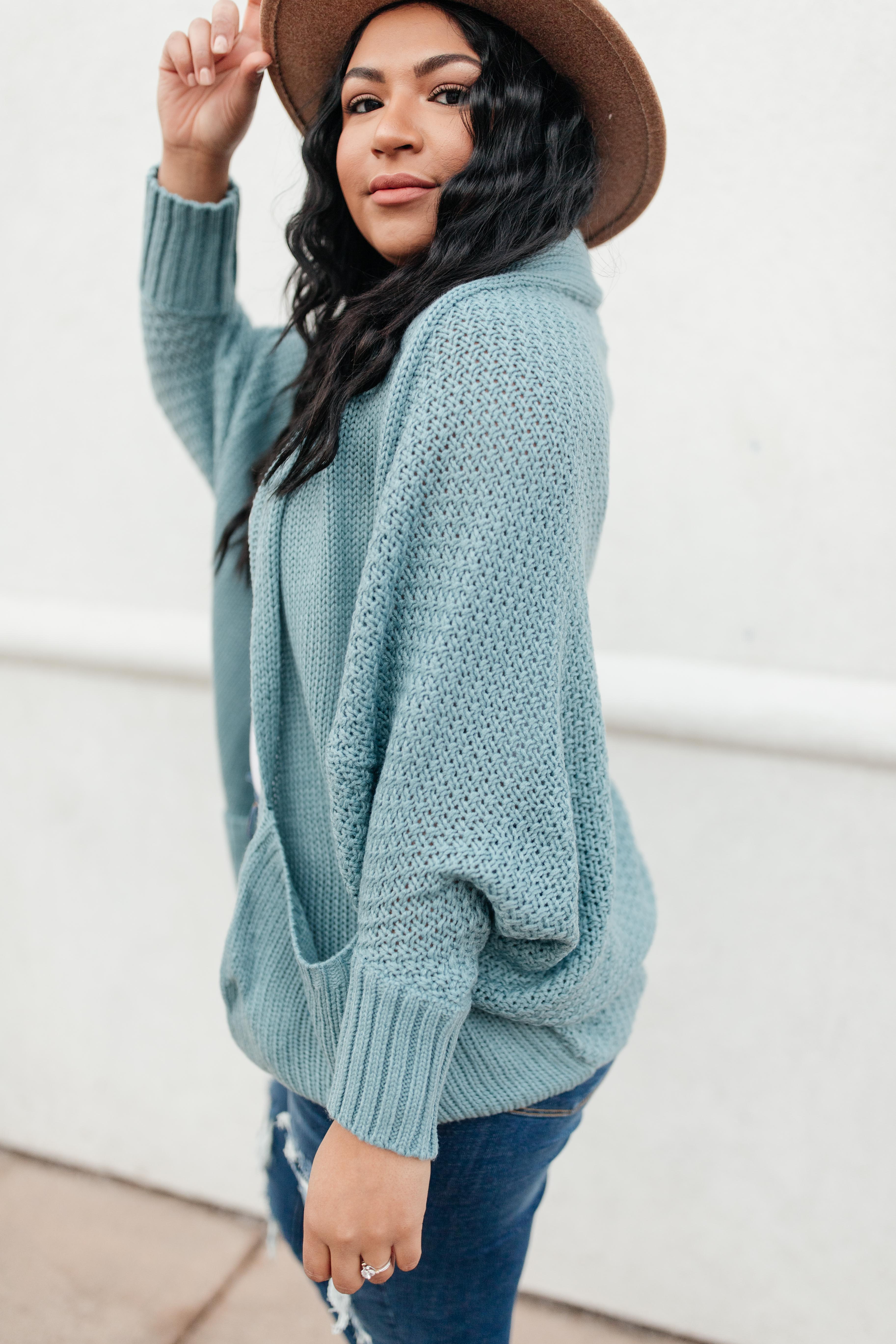 Not Your Grandmother's Cardigan in Dusty Blue