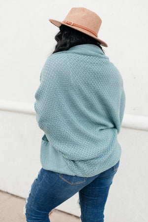 Not Your Grandmother's Cardigan in Dusty Blue