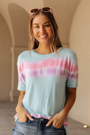 Over the Line Tie Dye Tee in Blue