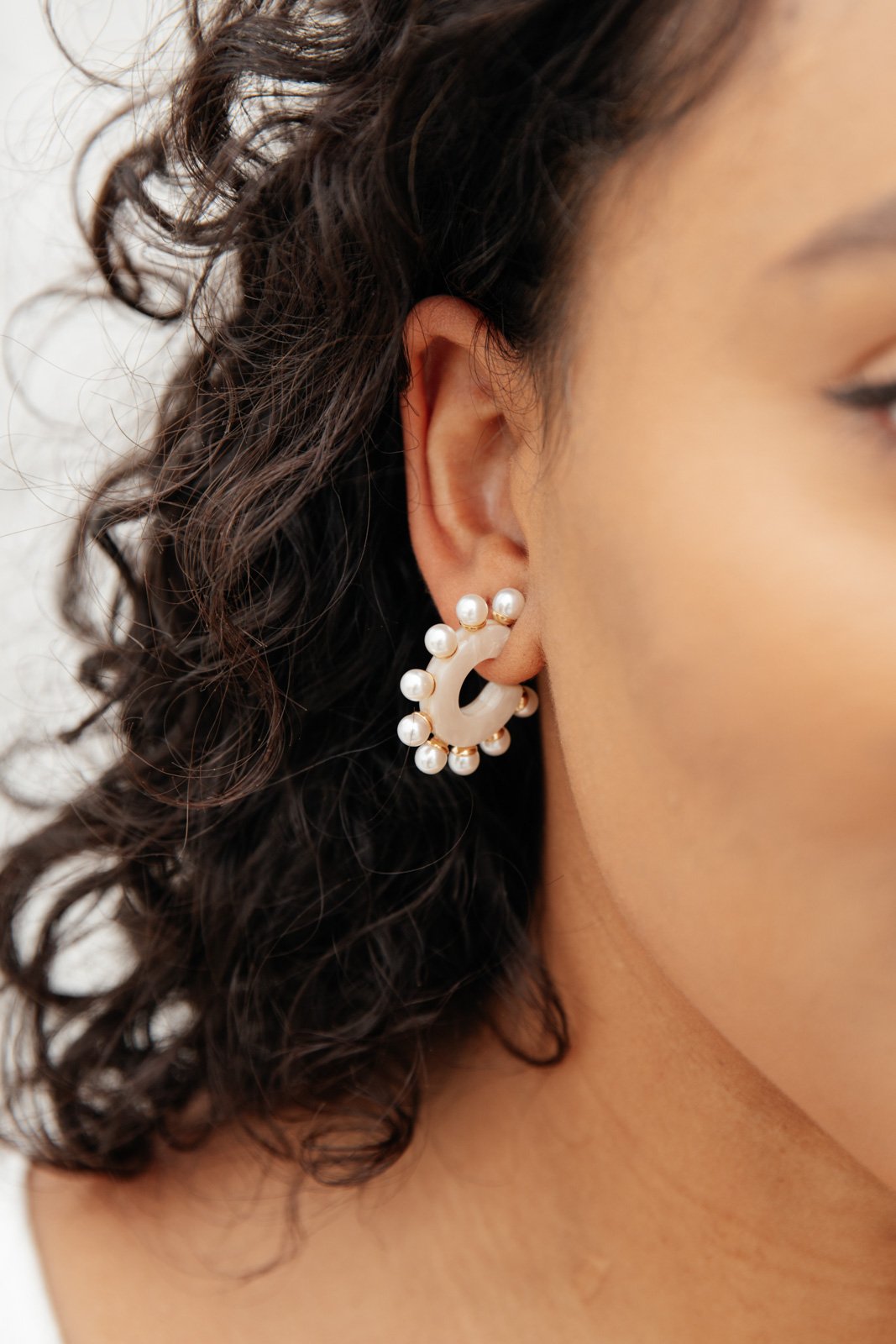 Pearl Accent Earrings in Ivory