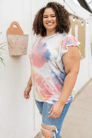 Ruffle Sleeve Tie Dye Top