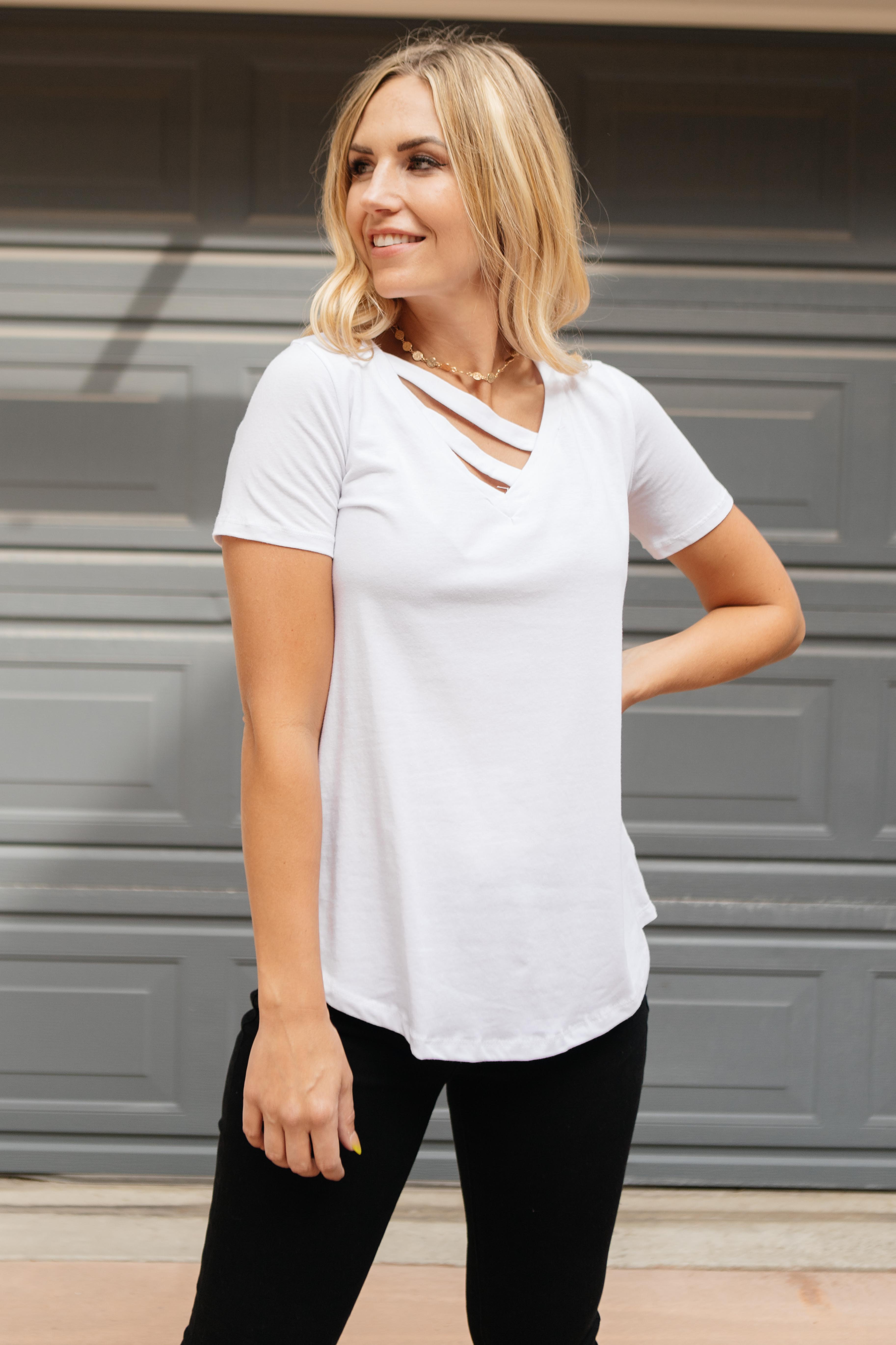 Side Strap Tee in White