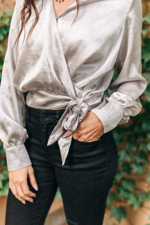 Simple Satin Top in Silver