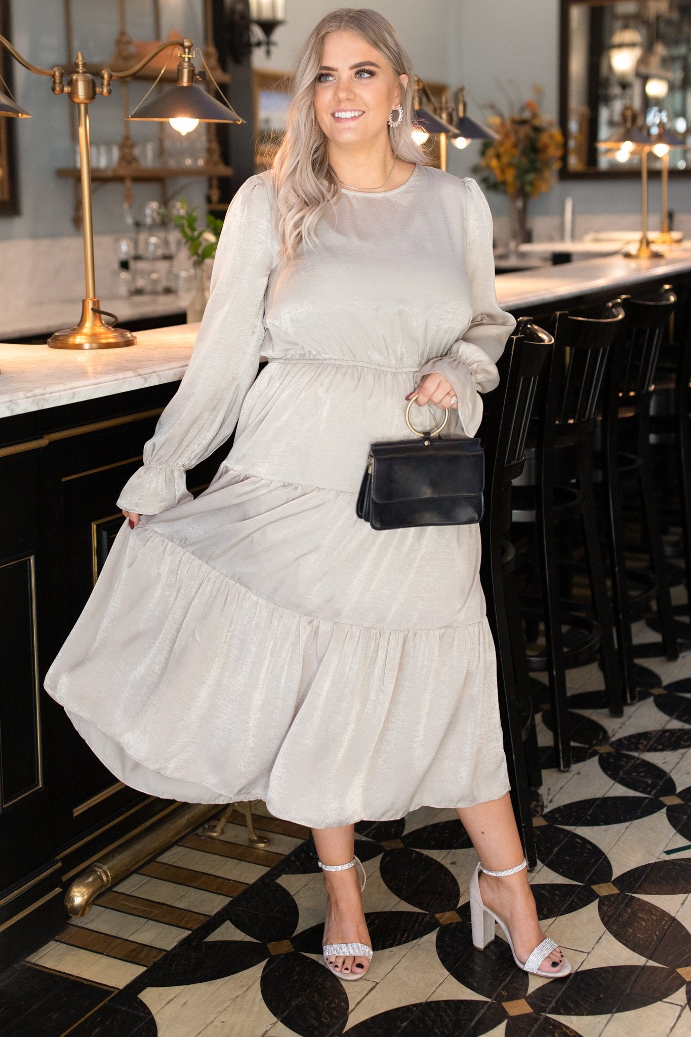 Simply Satin Dove Colored Dress