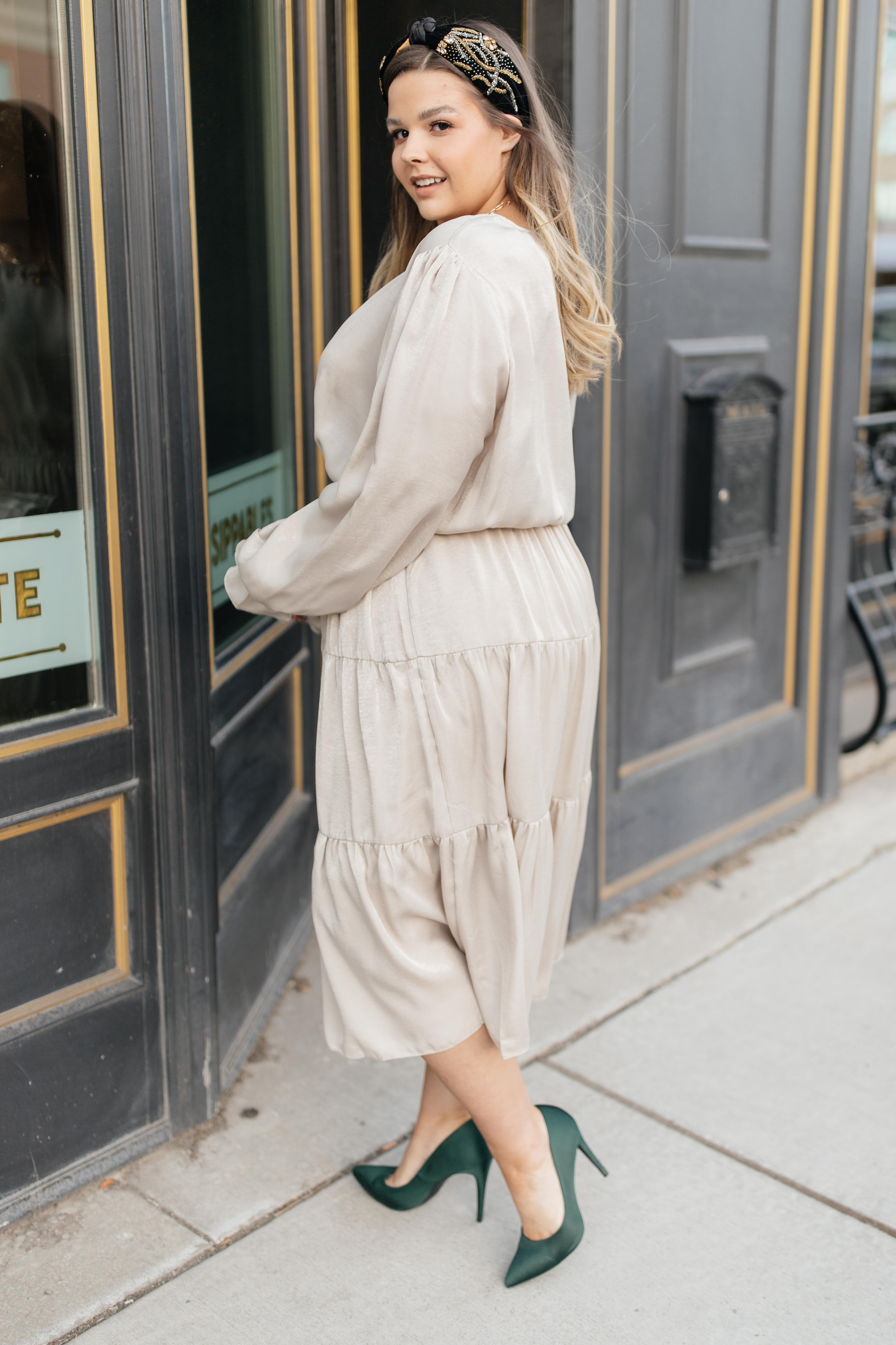 Simply Satin Dove Colored Dress