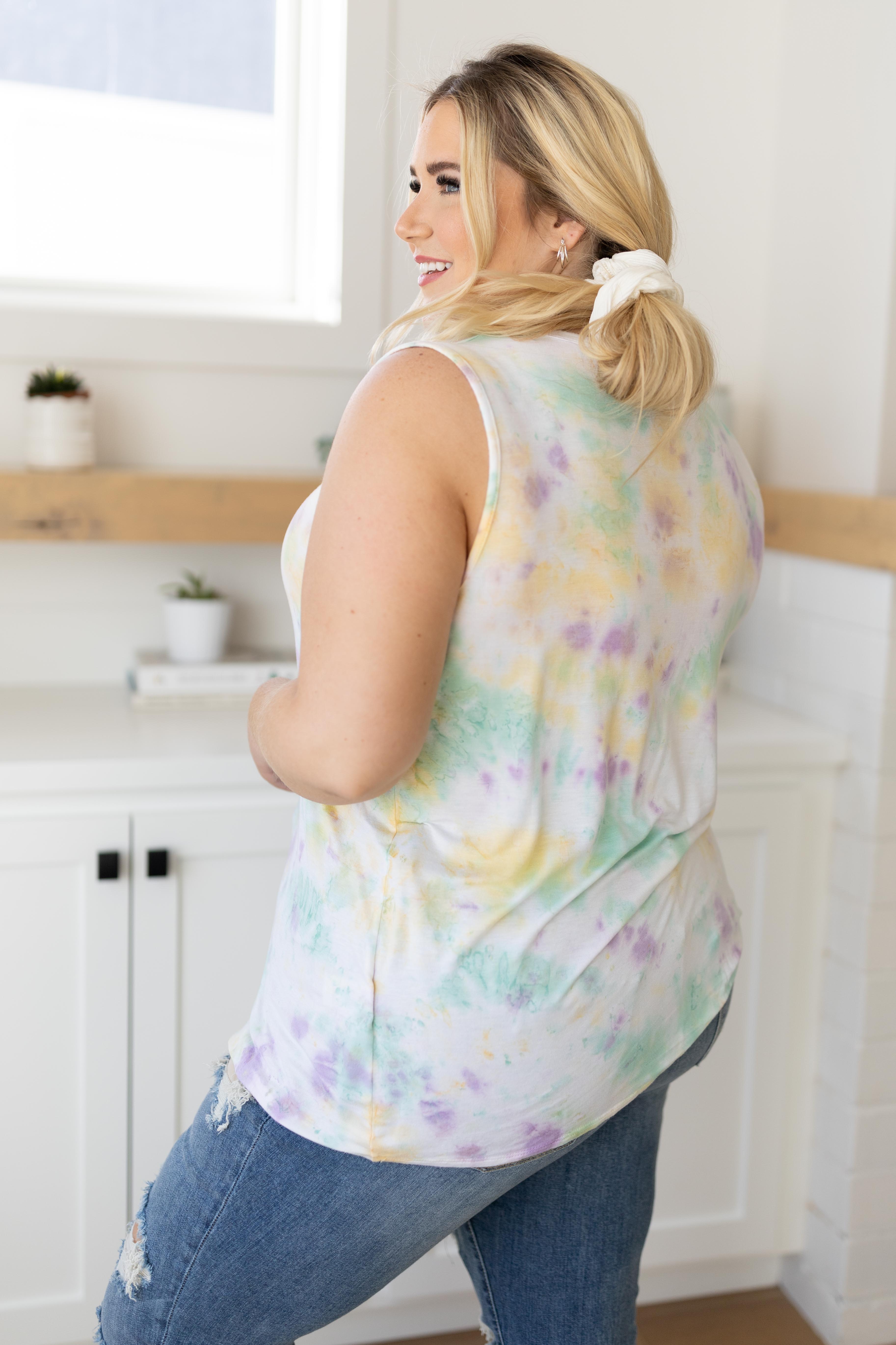 Spotty Connection Tank In Lilac & Mint