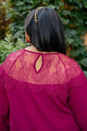 Straight Laced Blouse In Berry