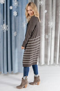 DOORBUSTER Stripes And Charcoal Cardigan