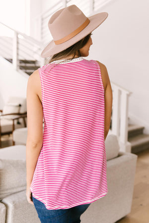 Stripes N Lace Top In Pink