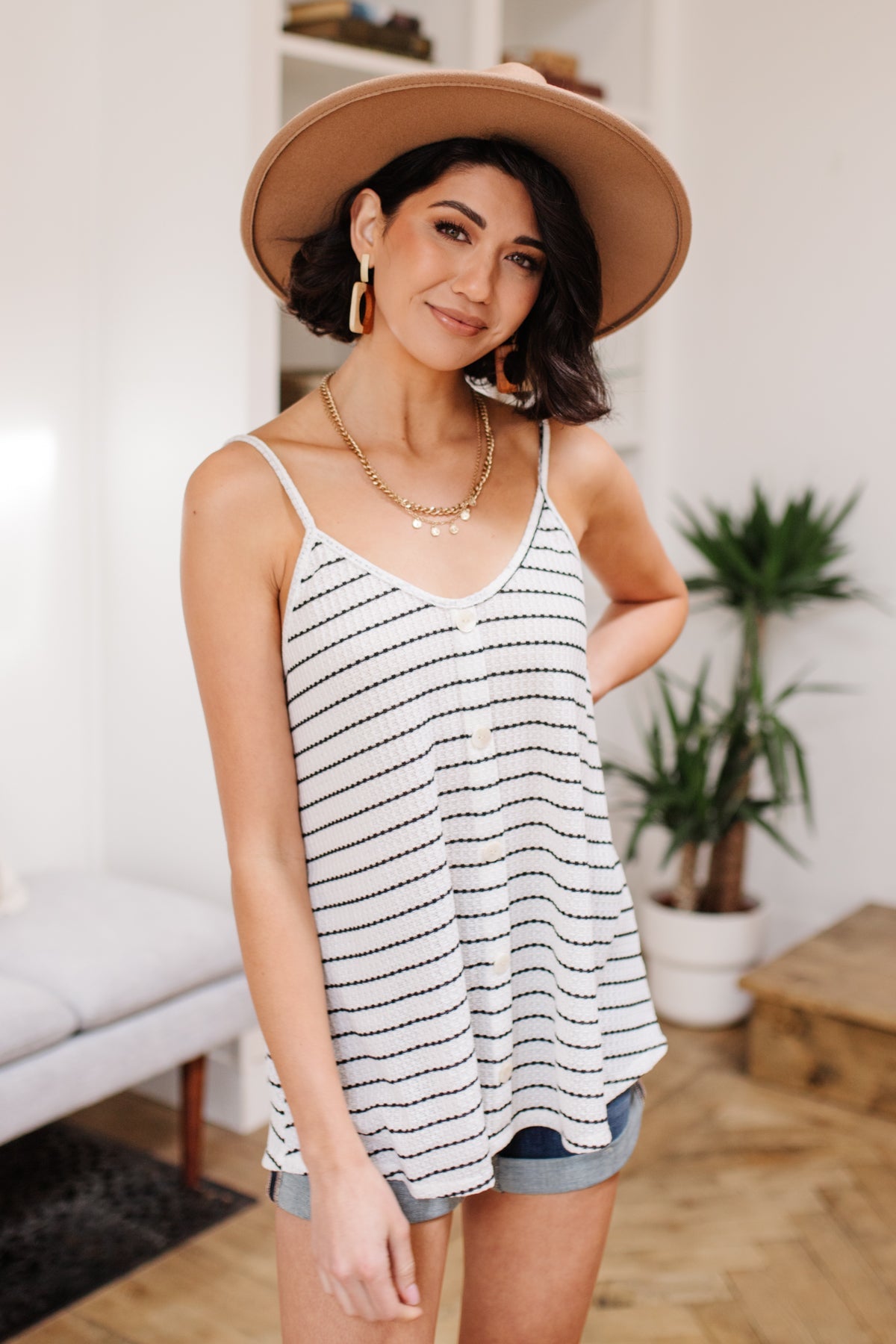 Stripes and Buttons Tank