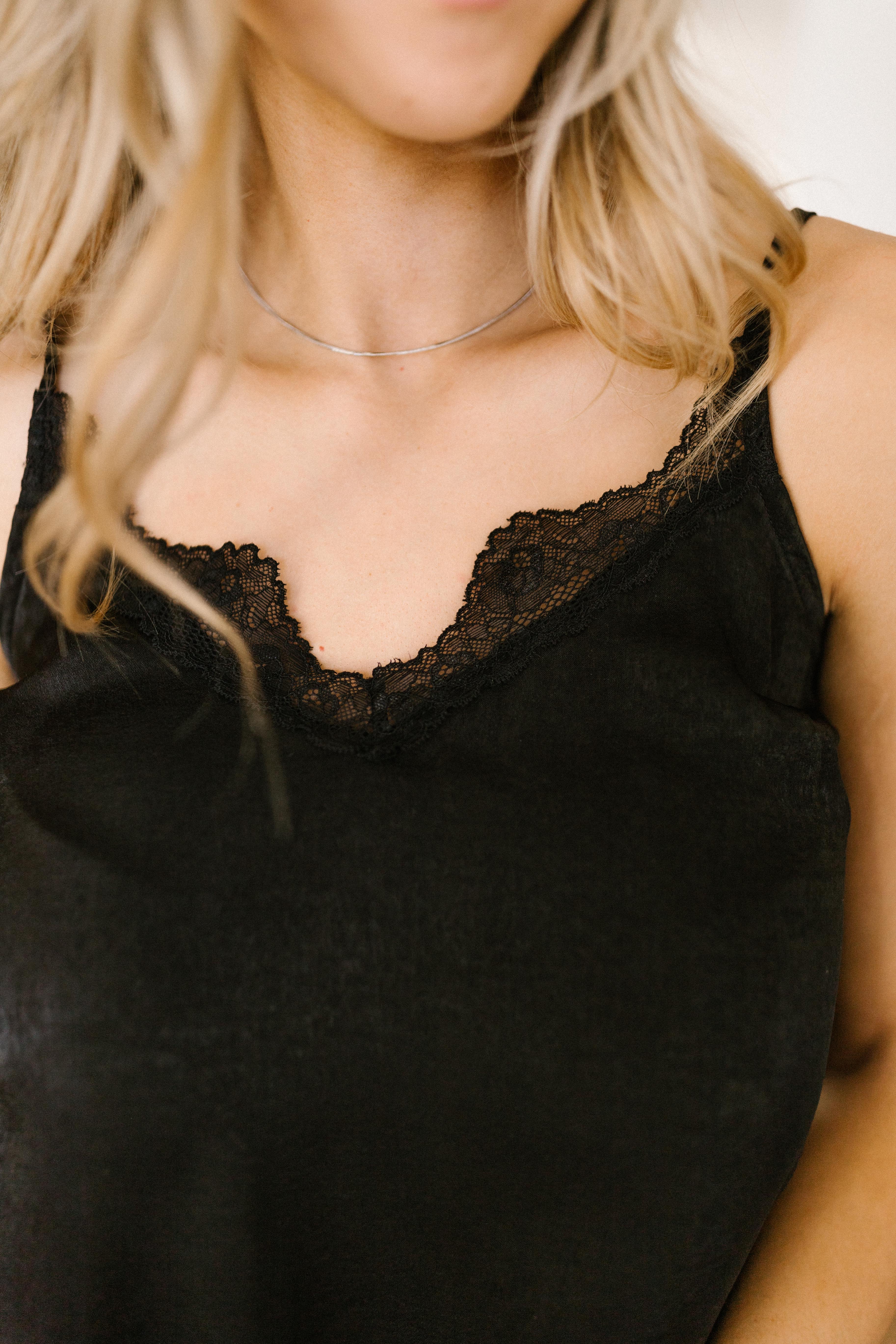 Sure Of Yourself Sheen Camisole in Black