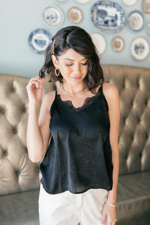 Sure Of Yourself Sheen Camisole in Black