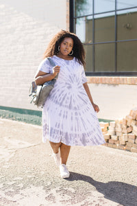 Swirl Tie Dye Dress In Gray