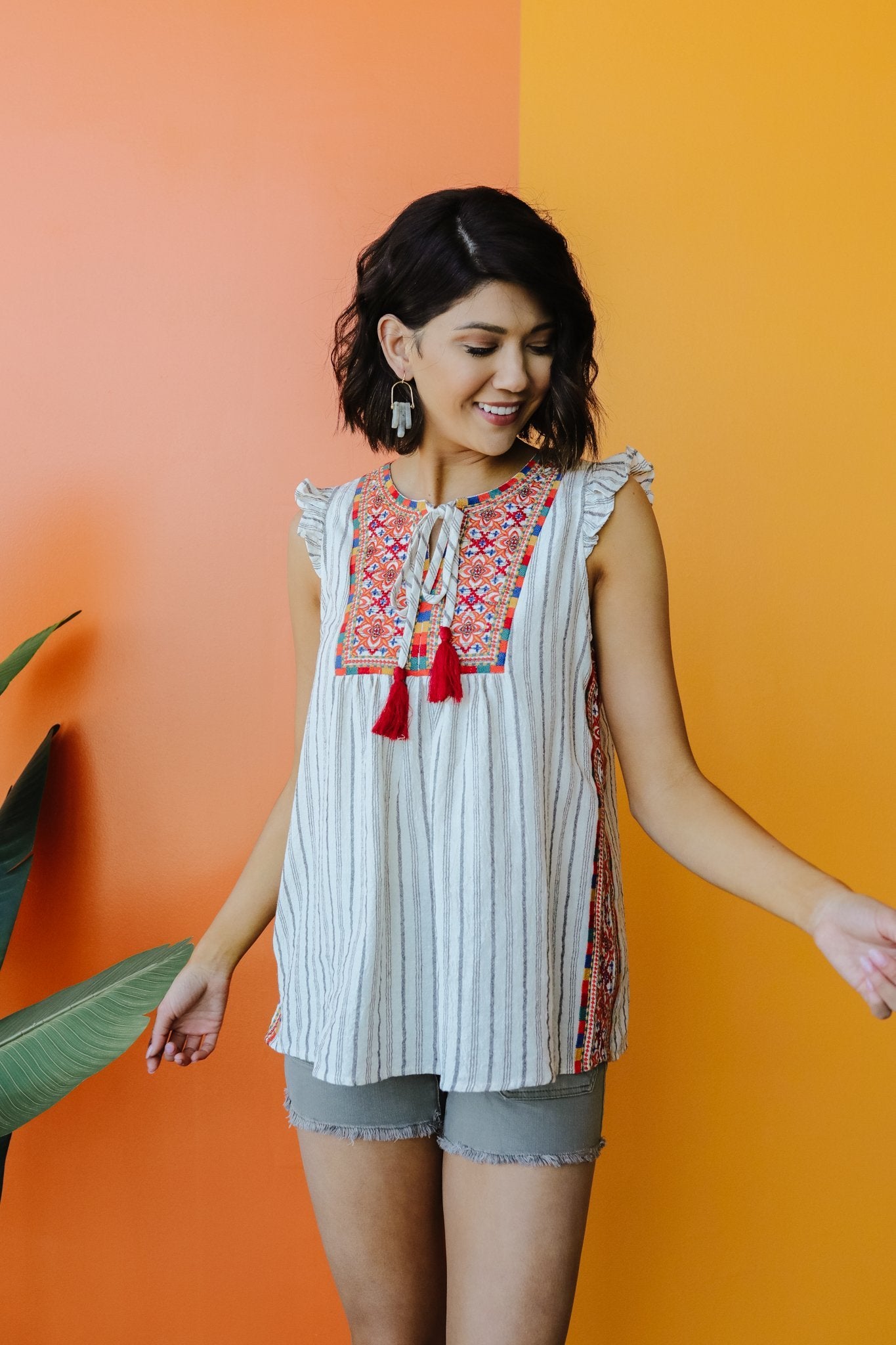 Tassels Rule Embroidered Top