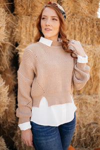 The Clara Turtle Neck Top in Taupe