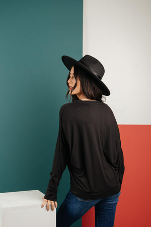 The Lillian Cut-Out Neckline Top in Black