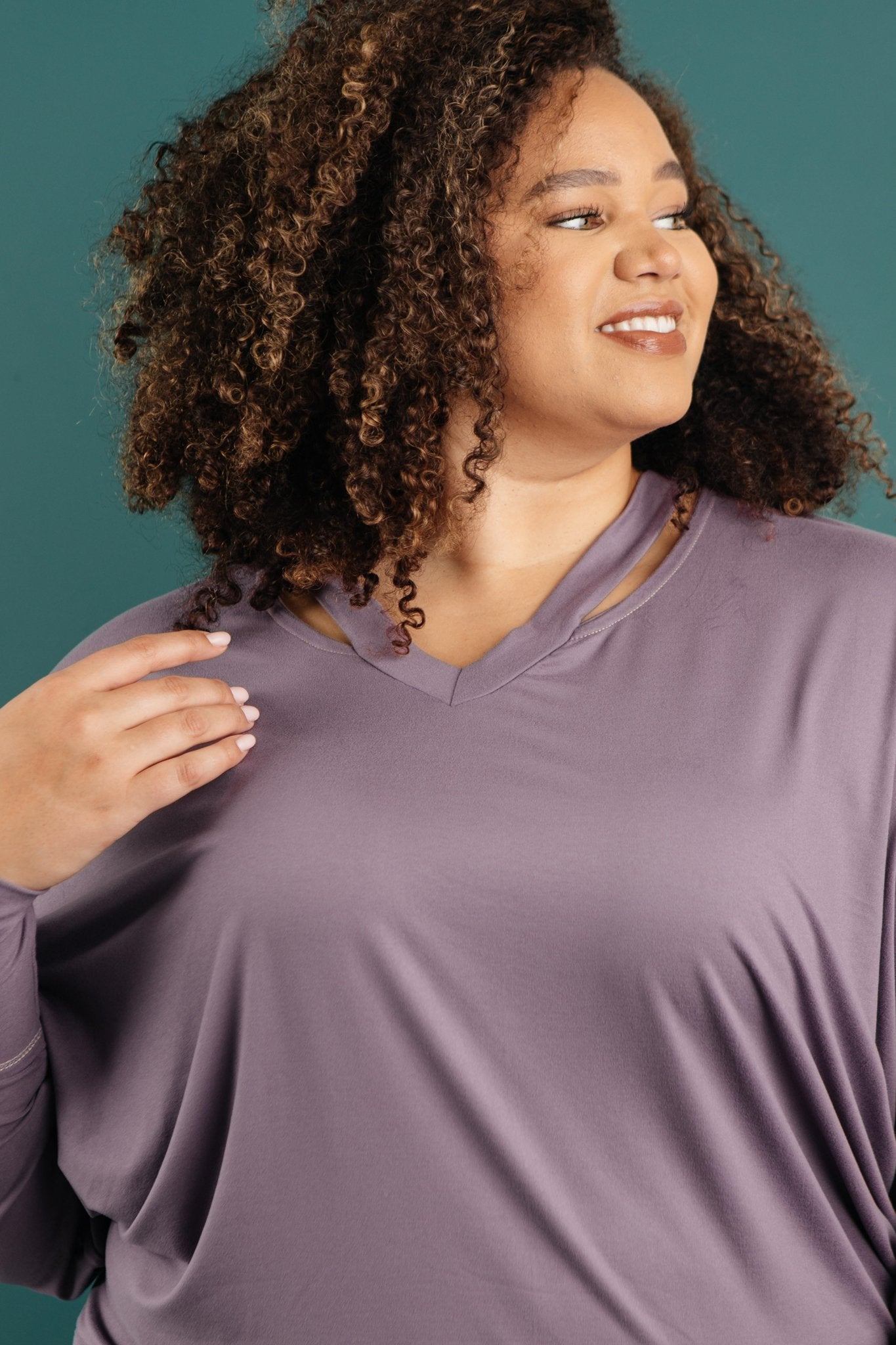 The Lillian Cut-Out Neckline Top in Lilac