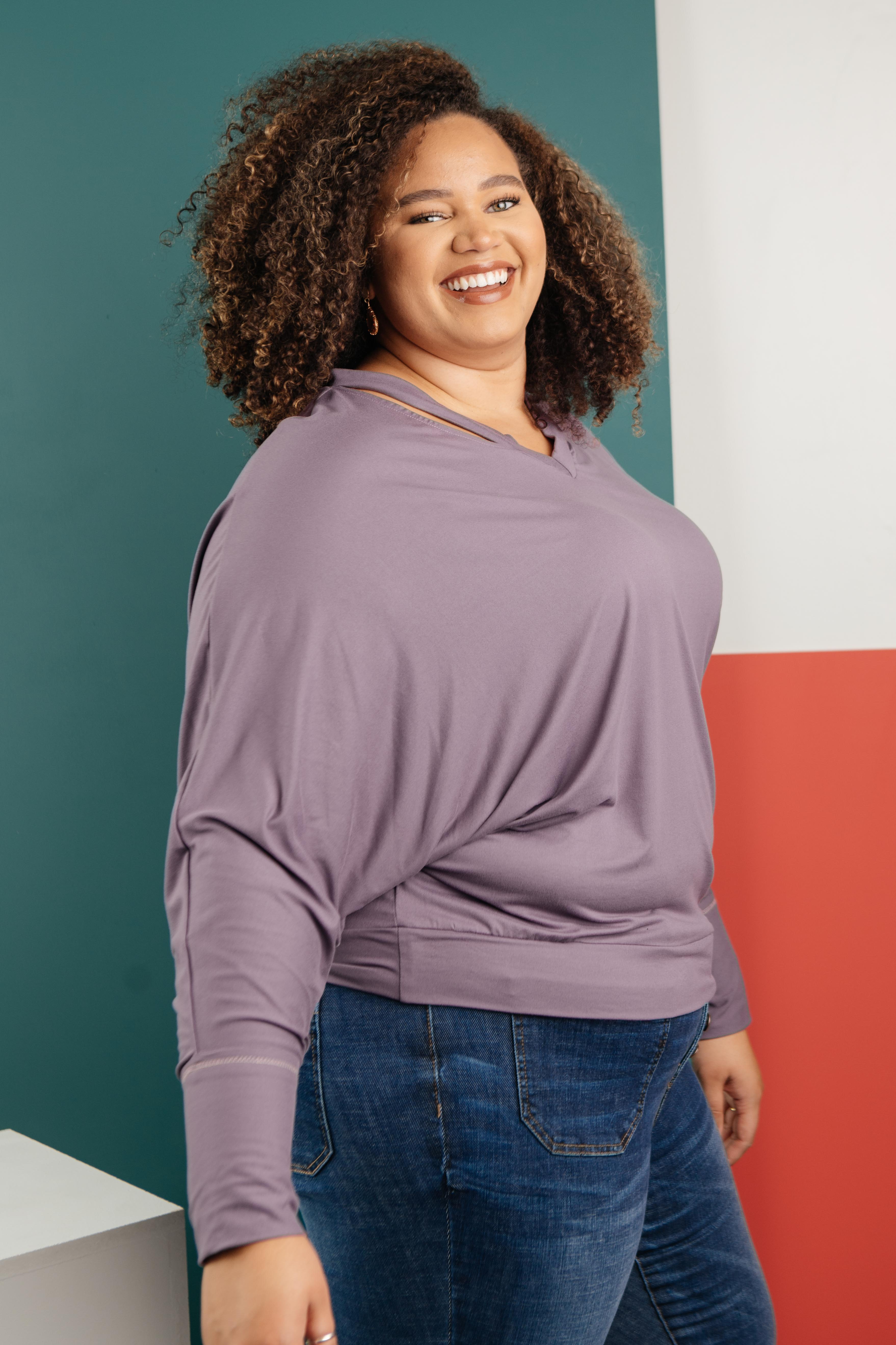 The Lillian Cut-Out Neckline Top in Lilac