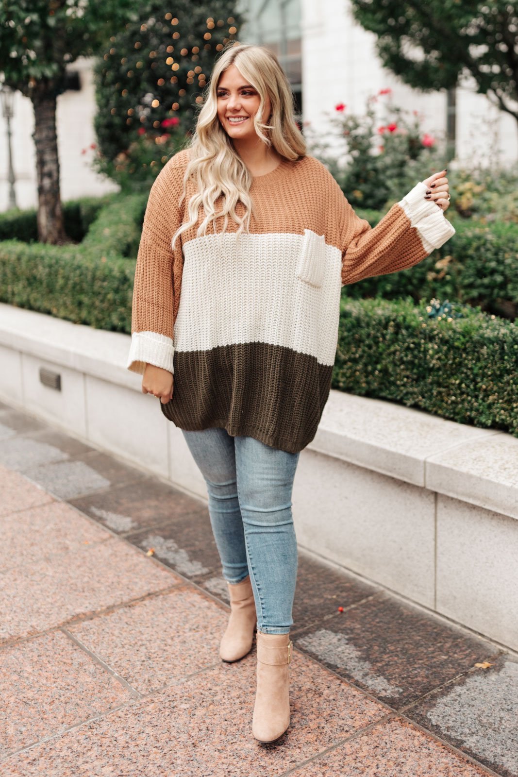 DOORBUSTER Three Times The Color Sweater in Toffee Combo