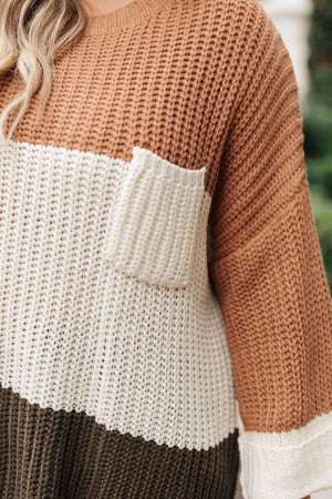 DOORBUSTER Three Times The Color Sweater in Toffee Combo