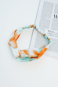 Tie Dye Headband In Aqua & Orange