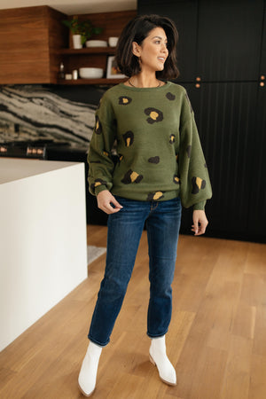 Winter Greens and Spots Sweater