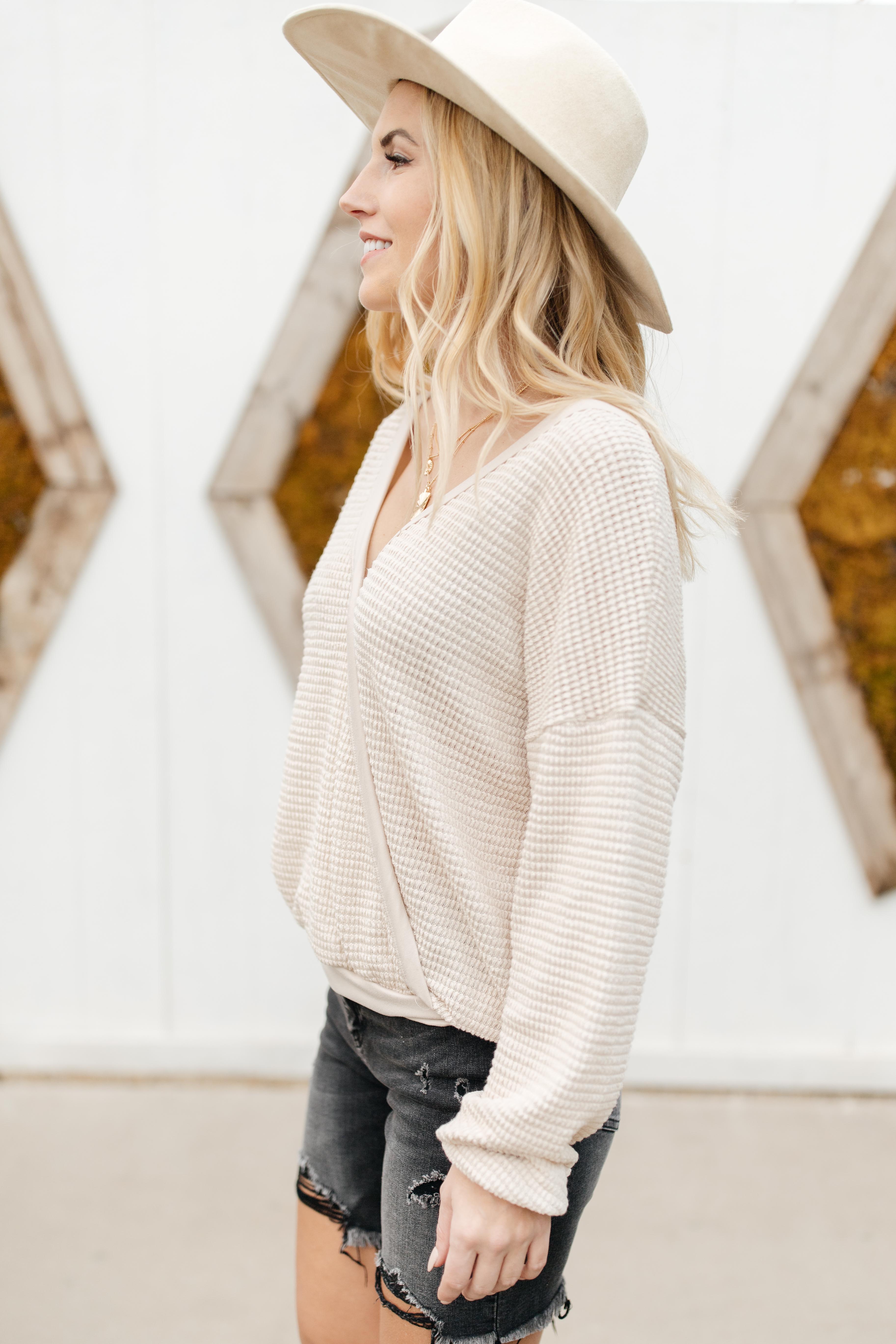 Wrapped In Waffle Knit Top